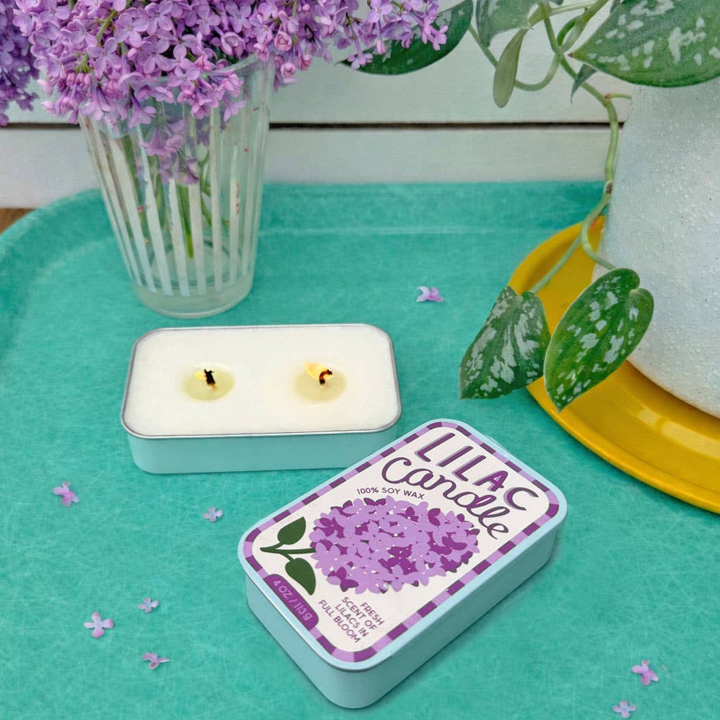 Lilac Tin Candle - Merry PigletsThe Neighborgoods