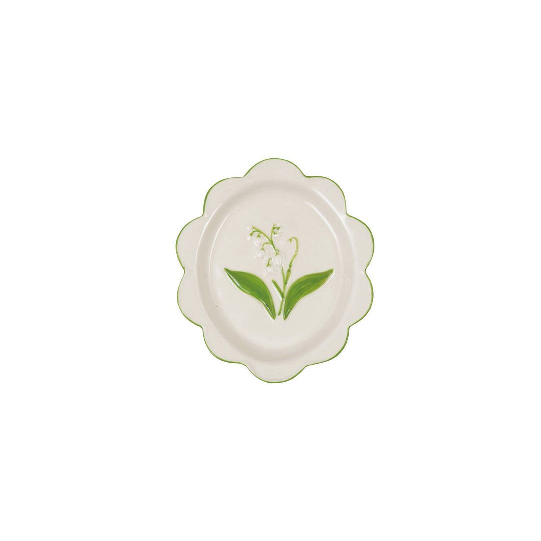 Lily of the Valley Scalloped Plate - Merry PigletsCreative Co-Op