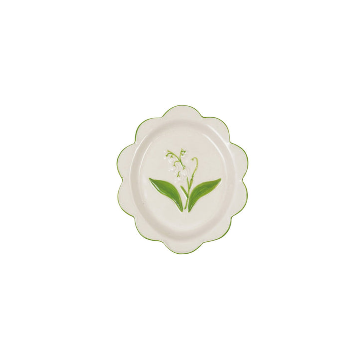 Lily of the Valley Scalloped Plate - Merry PigletsCreative Co-Op