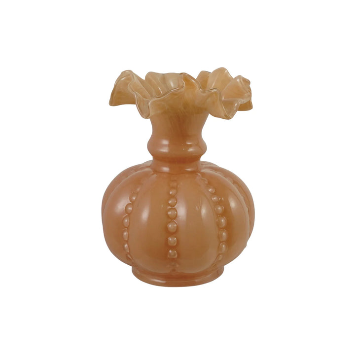 Ruffled Glass Apricot Vase