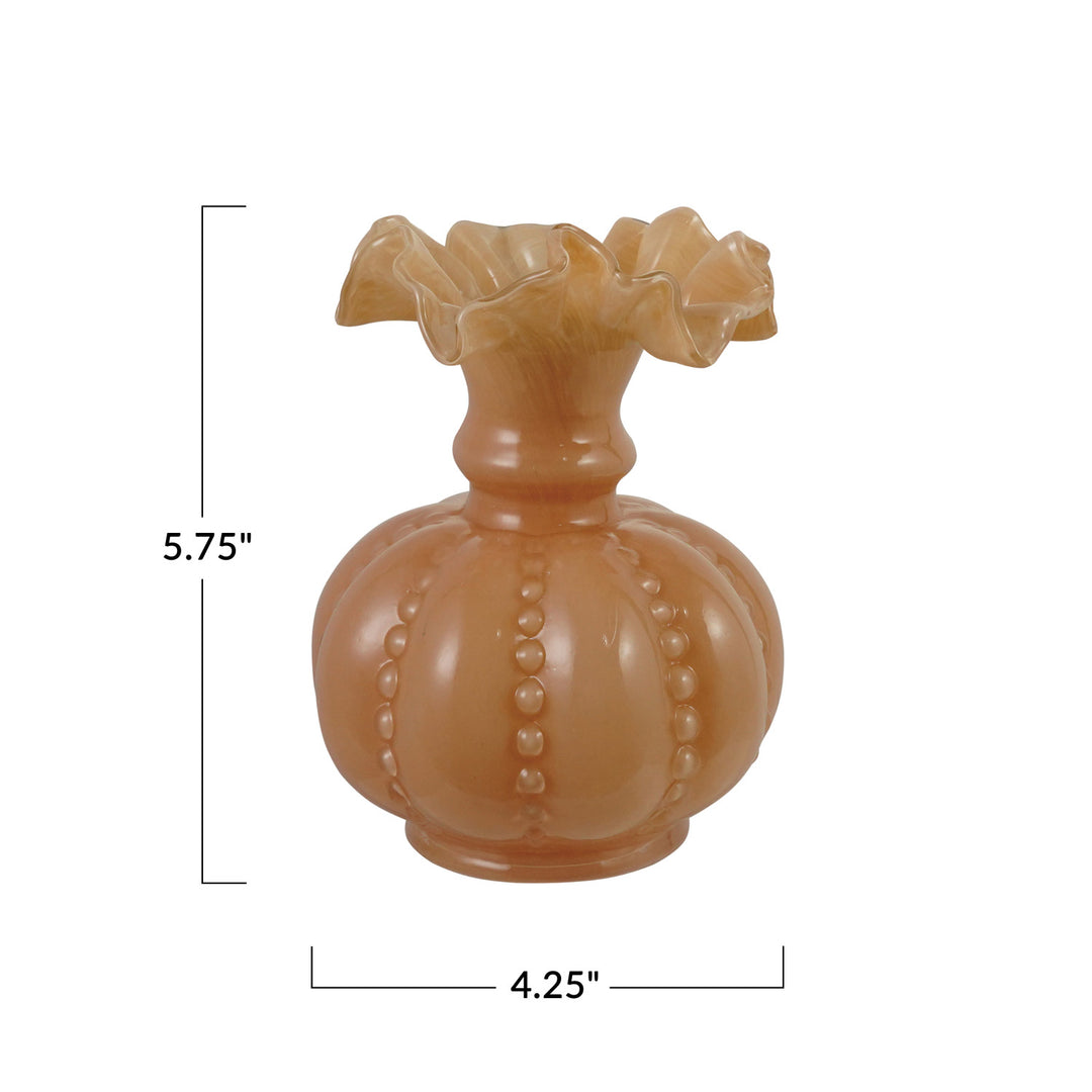 Ruffled Glass Apricot Vase