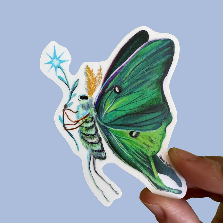 Luna Moth Lady Sticker - Merry PigletsAnna Seed