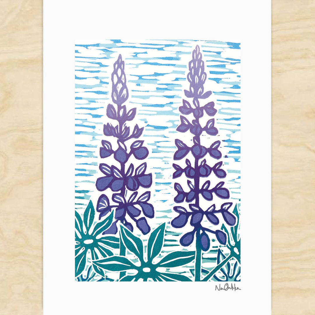Lupines Greeting Card - Merry PigletsNan Onkka Prints