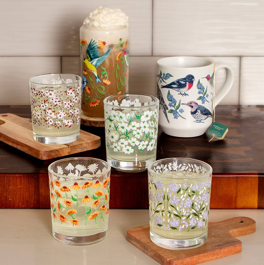 Magnolia Floral Short Juice Glass - Merry Piglets1canoe2 | One Canoe Two Paper Co.
