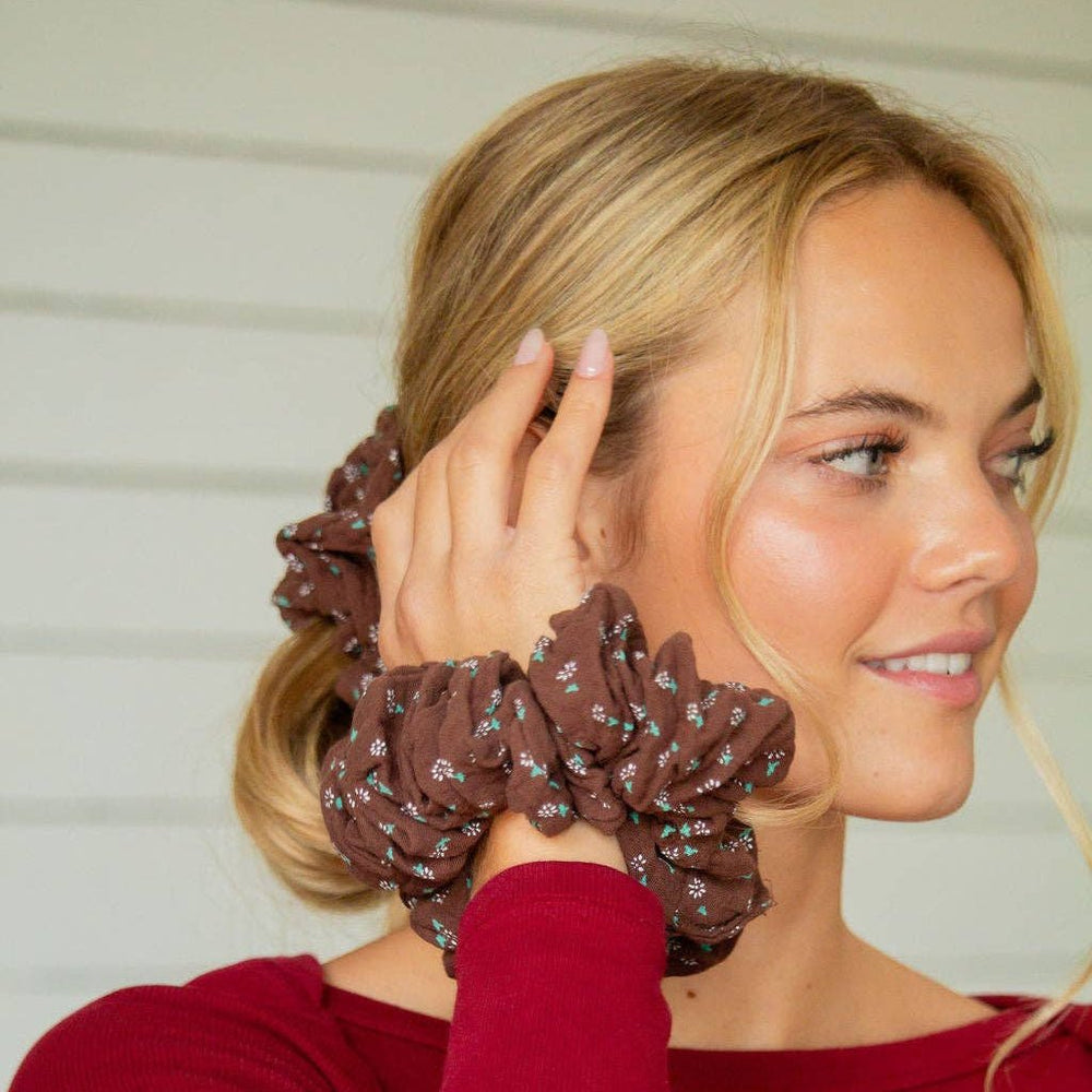 Mahogany Floral Jumbo Scrunchie - Merry PigletsShop Andi