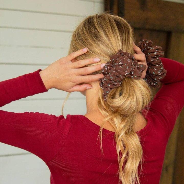 Mahogany Floral Jumbo Scrunchie - Merry PigletsShop Andi