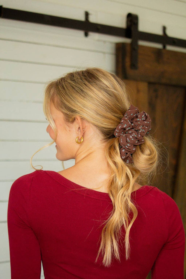 Mahogany Floral Jumbo Scrunchie - Merry PigletsShop Andi