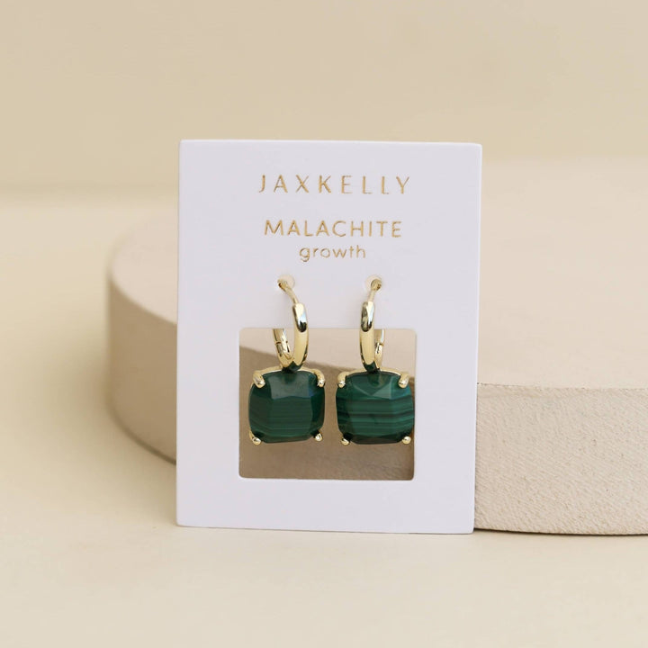 Malachite Drop Hoop Earrings - Merry PigletsJaxKelly