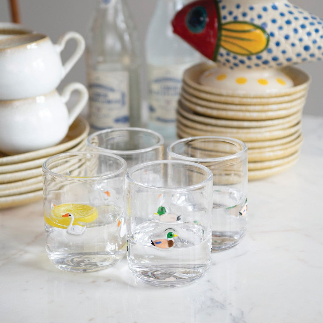 Hand-Blown Mallard Duck Drinking Glass