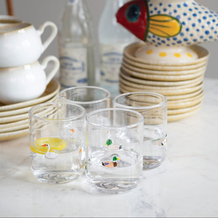 Hand-Blown Mallard Duck Drinking Glass