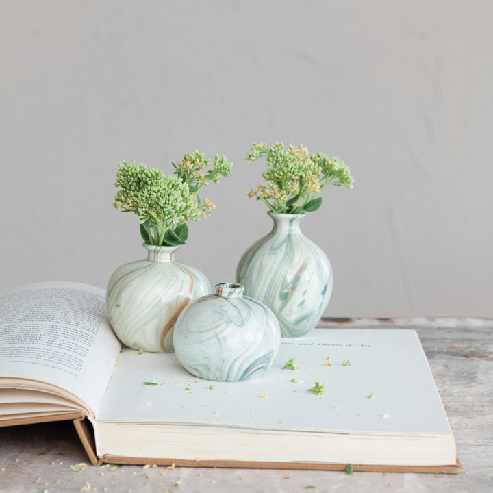 Marbled Stoneware Vase Set - Merry PigletsCreative Co-Op