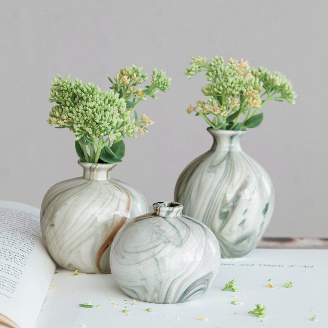 Marbled Stoneware Vase Set - Merry PigletsCreative Co-Op