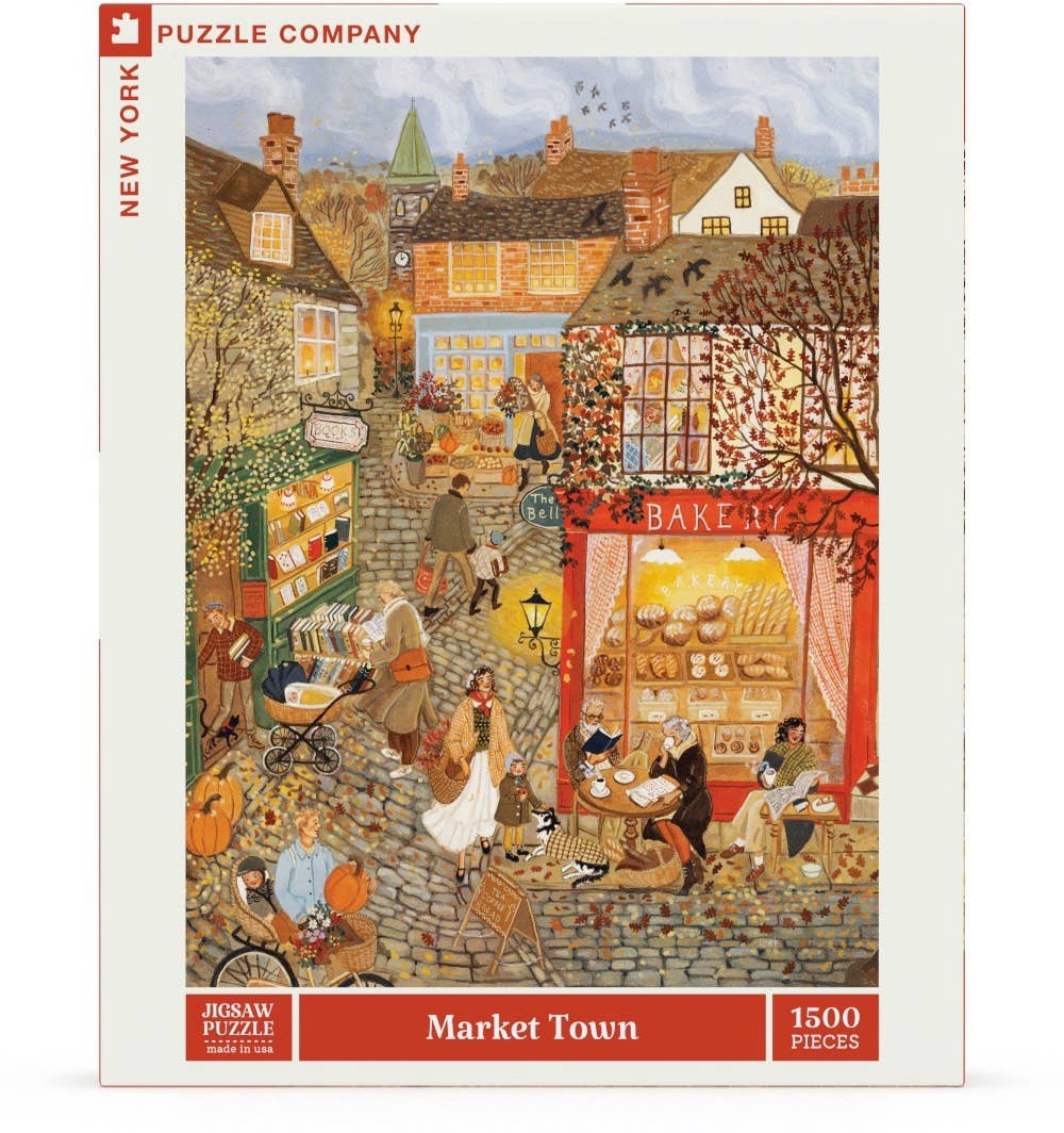 Market Town 1500 Piece Puzzle - Merry PigletsNew York Puzzle Company