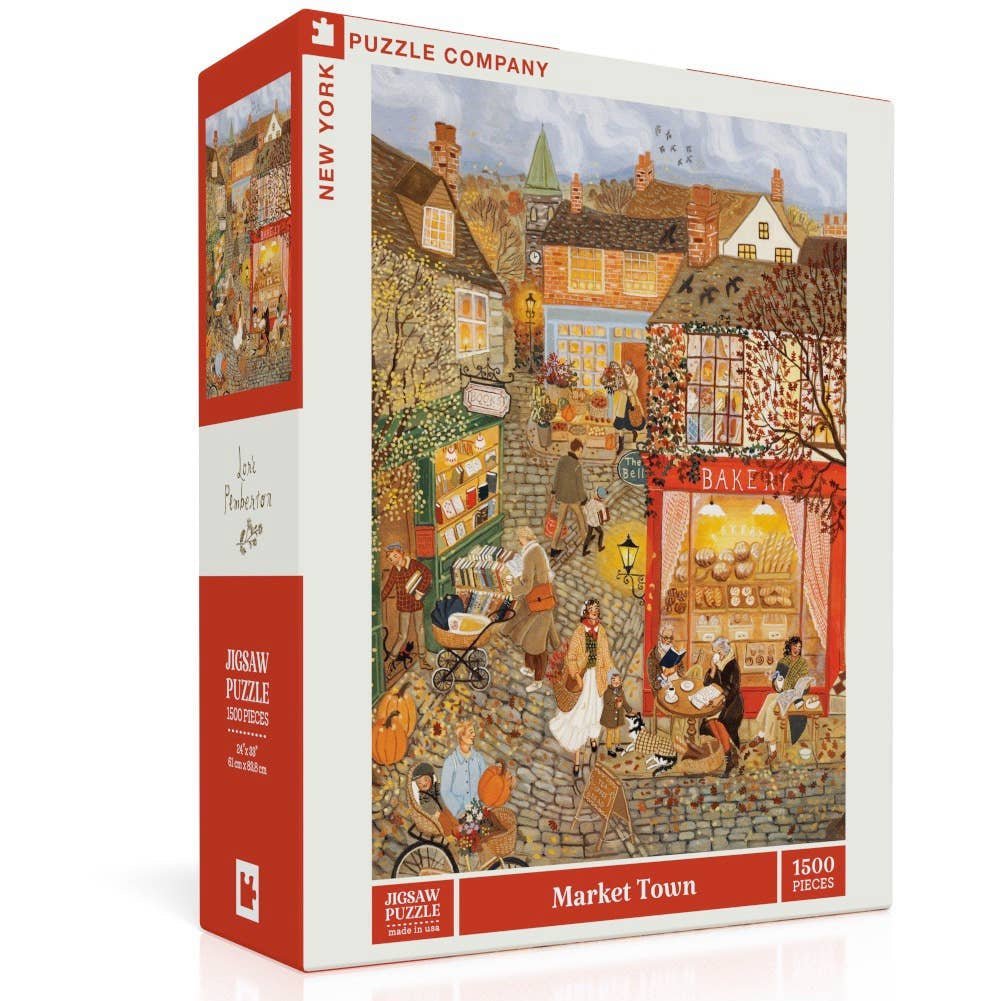 Market Town 1500 Piece Puzzle - Merry PigletsNew York Puzzle Company