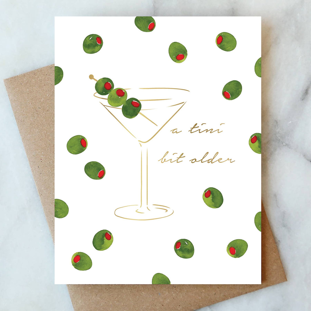 Martini Olives Birthday Greeting Card - Merry PigletsAbigail Jayne Design