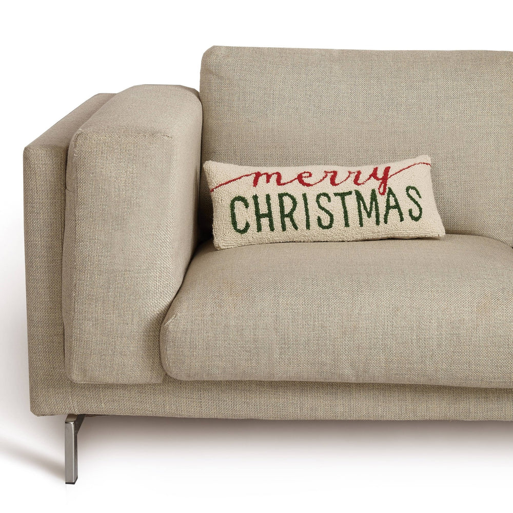 Merry Christmas Wool Hooked Pillow - Merry PigletsPeking Handicraft