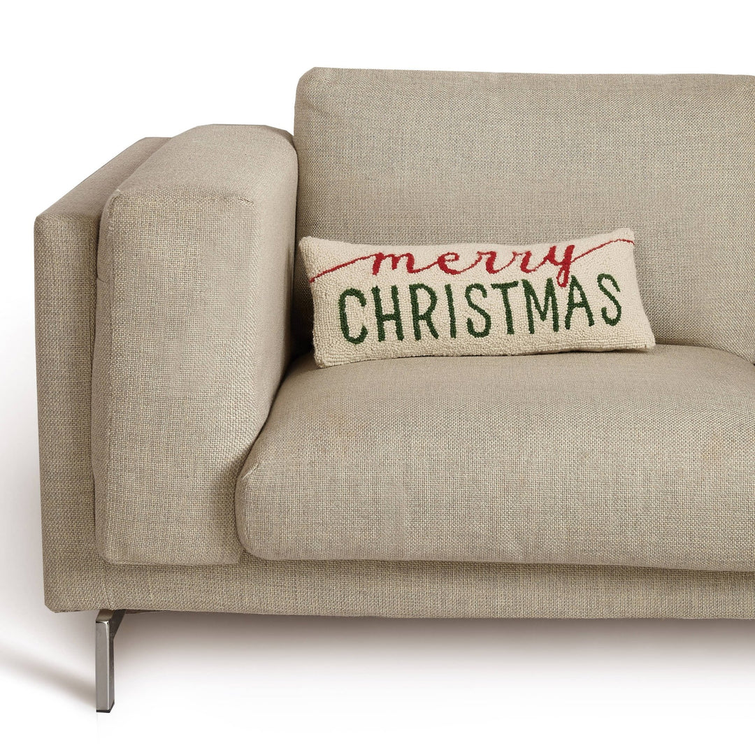 Merry Christmas Wool Hooked Pillow - Merry PigletsPeking Handicraft