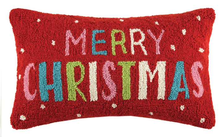 Merry Christmas Wool Hooked Pillow - Merry PigletsPeking Handicraft