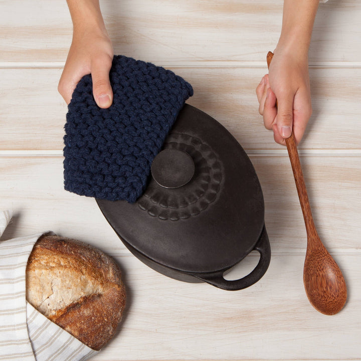 Midnight Blue Knit Potholder - Merry PigletsDanica Heirloom