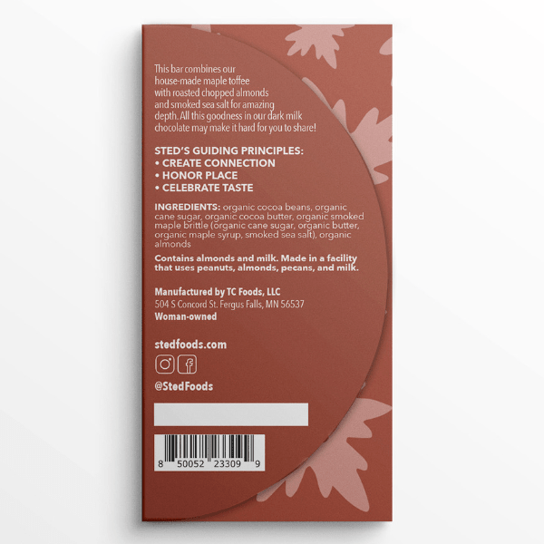 Mini Almond Maple Brittle Chocolate Bar - Merry PigletsSted Foods