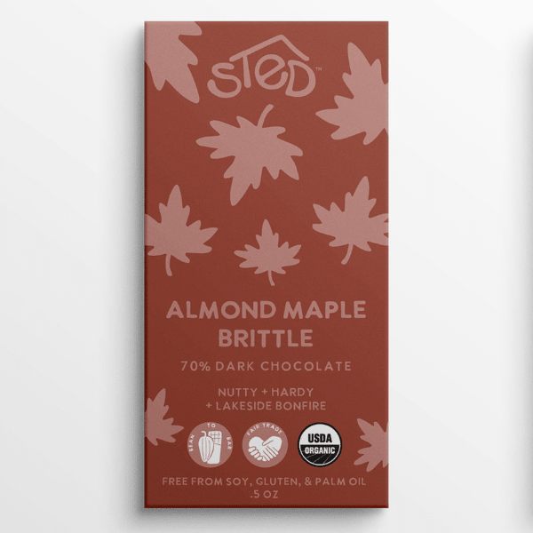 Mini Almond Maple Brittle Chocolate Bar - Merry PigletsSted Foods