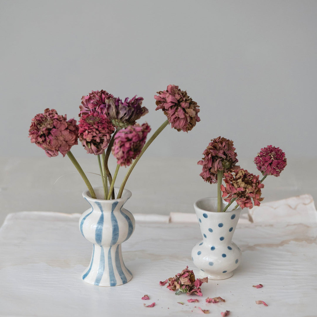 Mini Blue + Soft White Vase - Merry PigletsCreative Co-Op