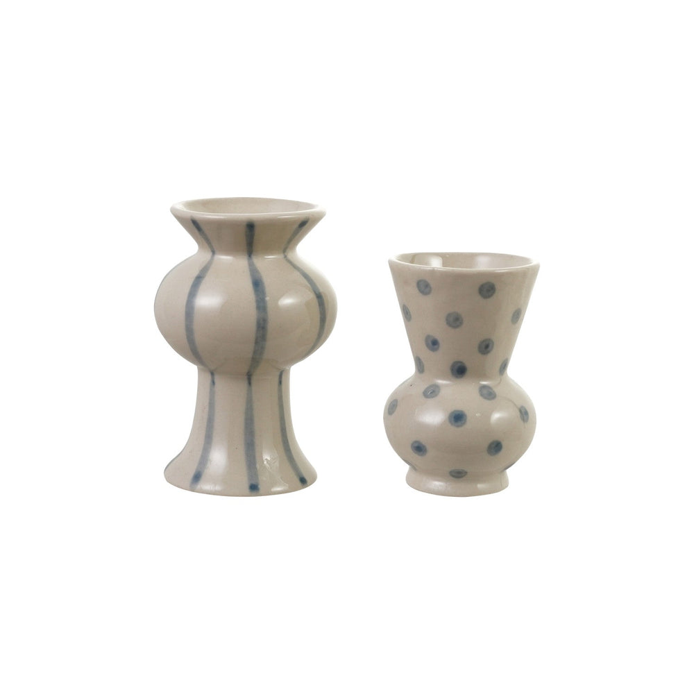 Mini Blue + Soft White Vase - Merry PigletsCreative Co-Op