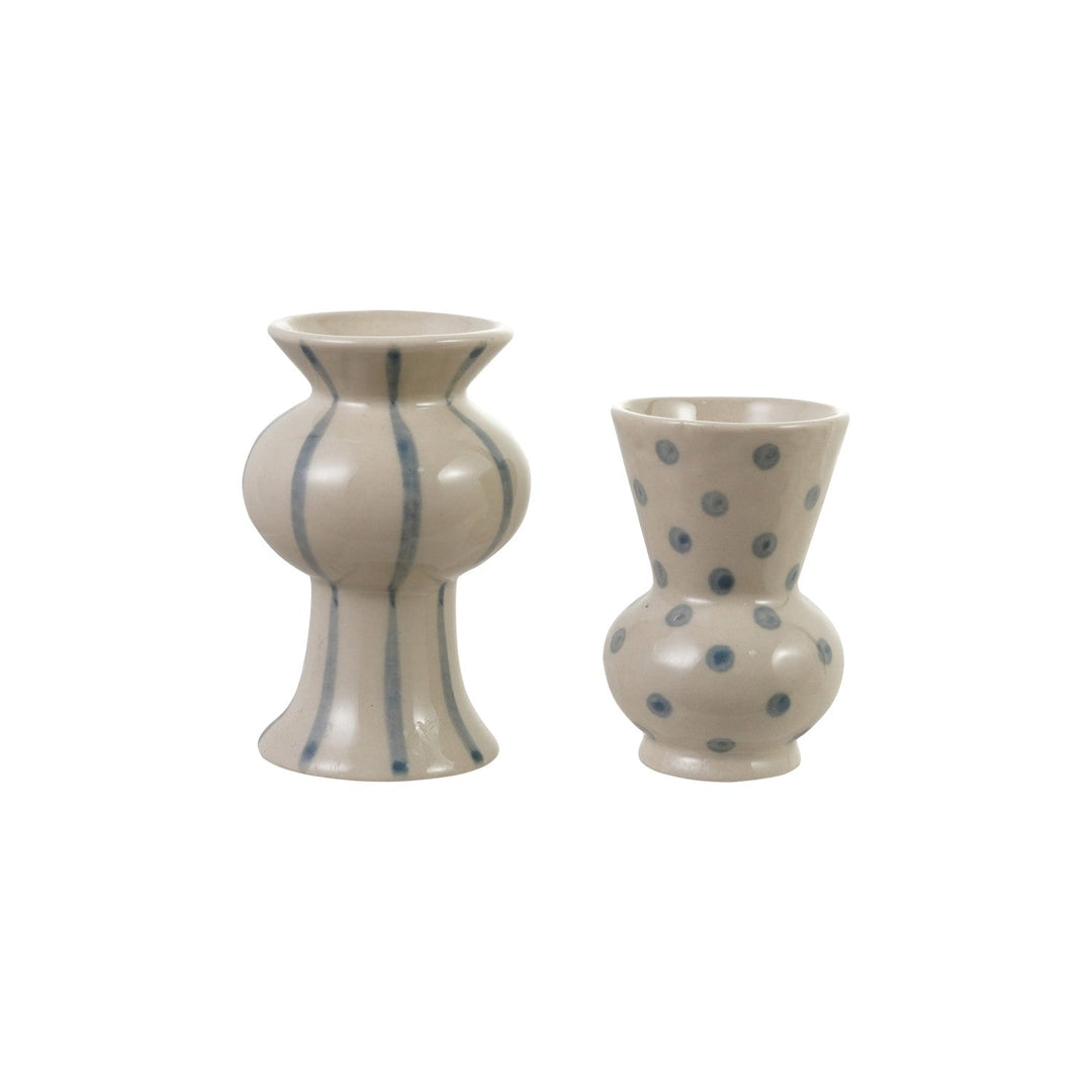 Mini Blue + Soft White Vase - Merry PigletsCreative Co-Op