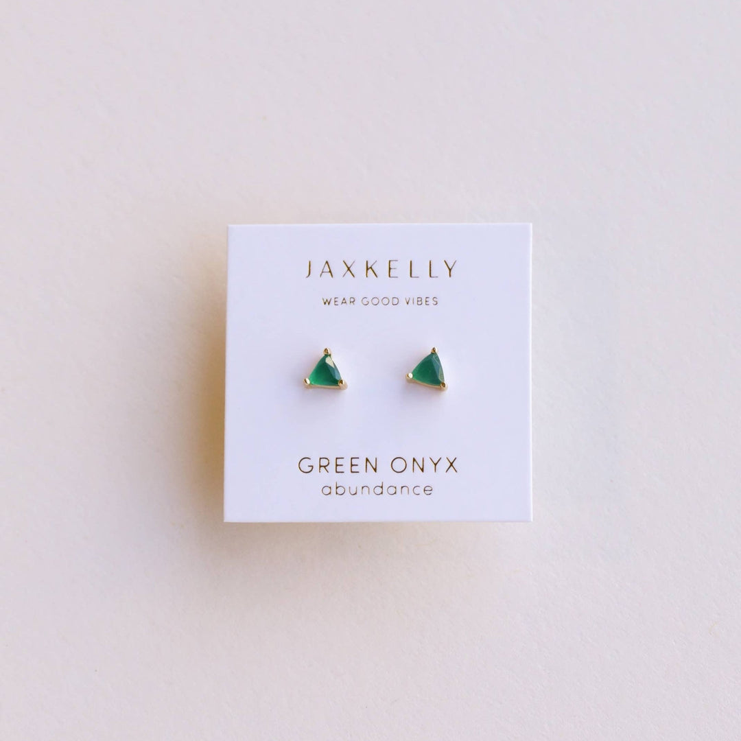 Mini Green Onyx Gold Earrings - Merry PigletsJaxKelly