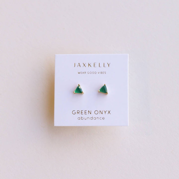 Mini Green Onyx Gold Earrings - Merry PigletsJaxKelly