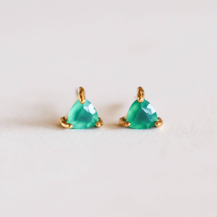 Mini Green Onyx Gold Earrings - Merry PigletsJaxKelly