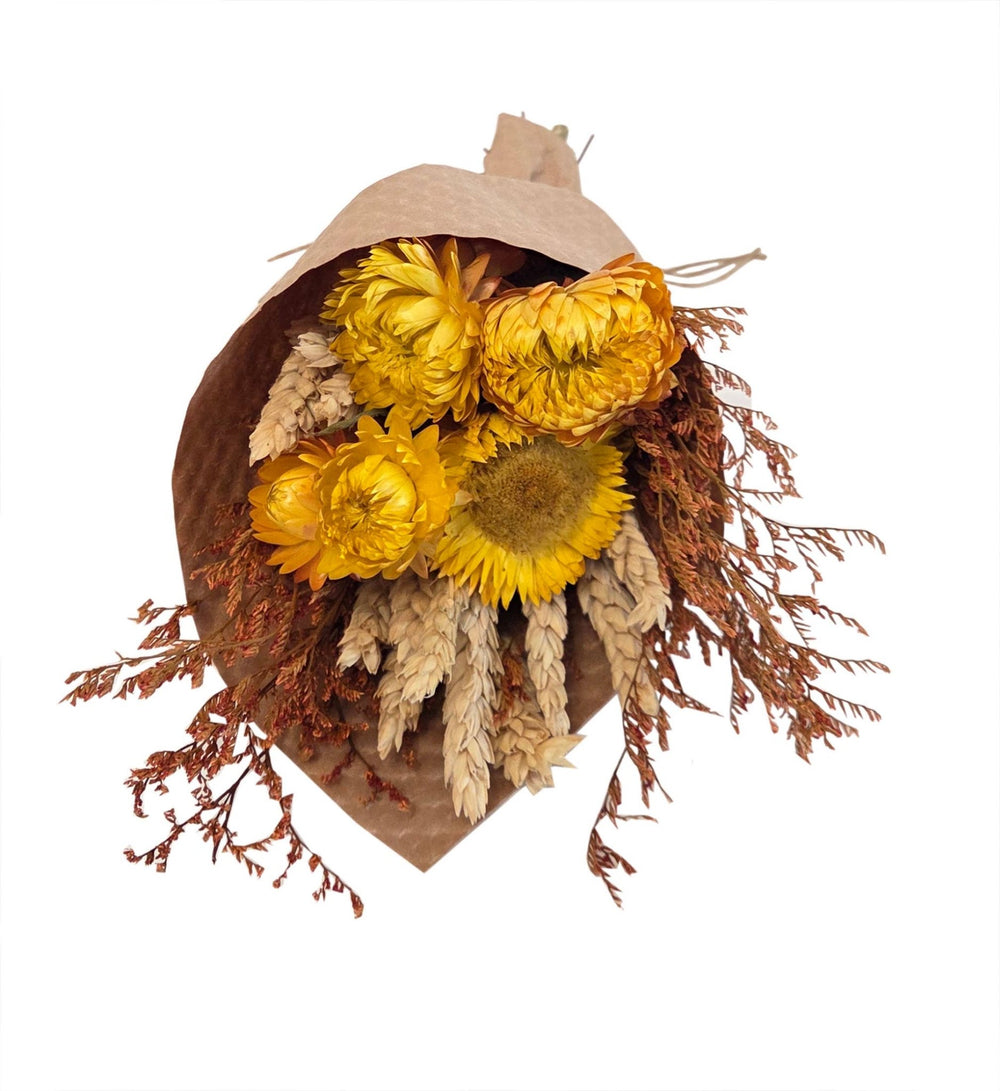 Mini Harvest Wheat Strawflower Dried Bouquet - Merry PigletsAndaluca