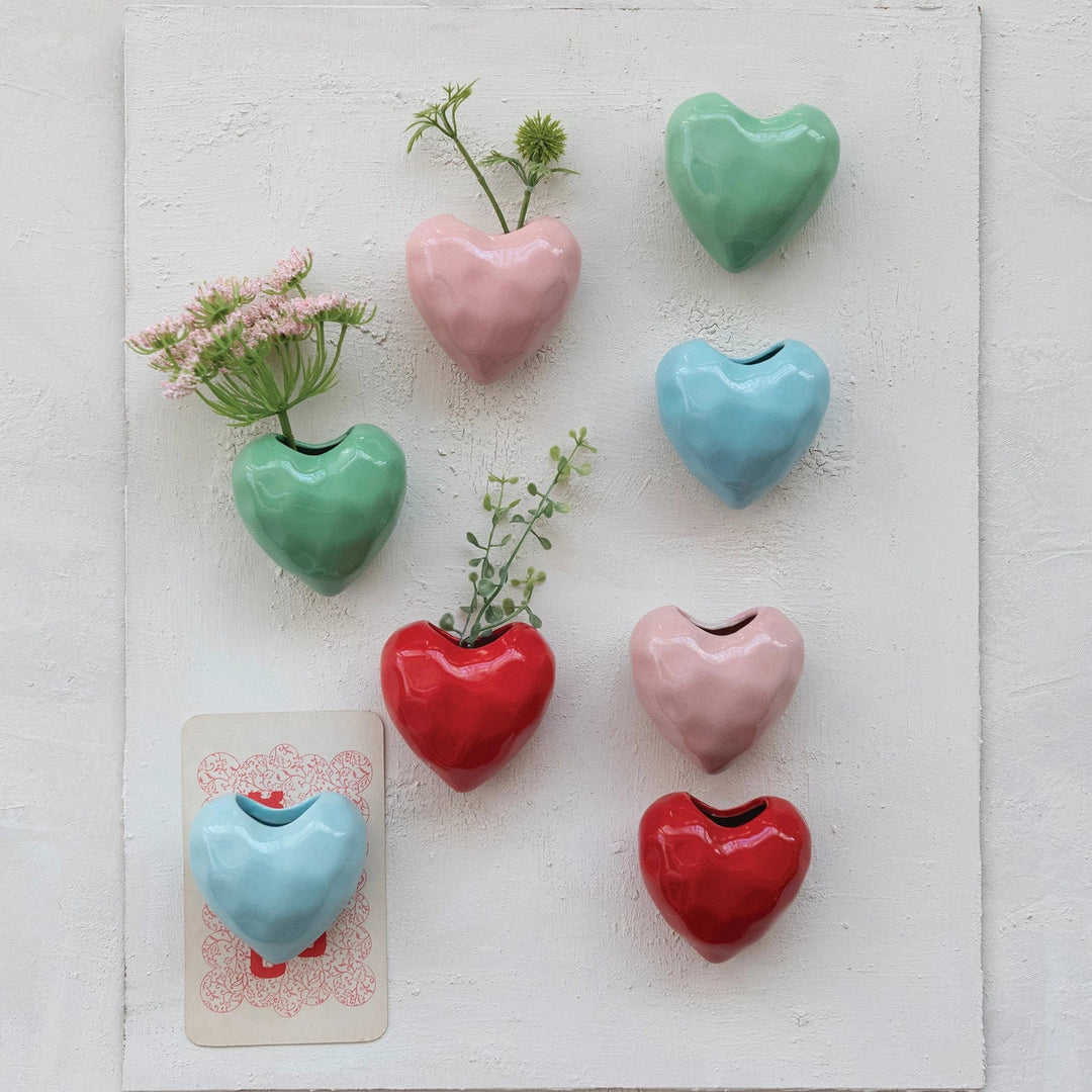 Mini Heart Magnetic Vase - Merry PigletsCreative Co - Op