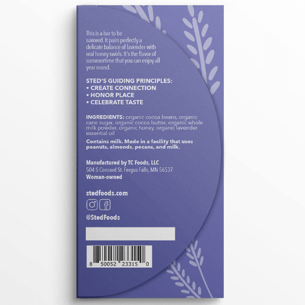 Mini Honey Lavender Chocolate Bar - Merry PigletsSted Foods