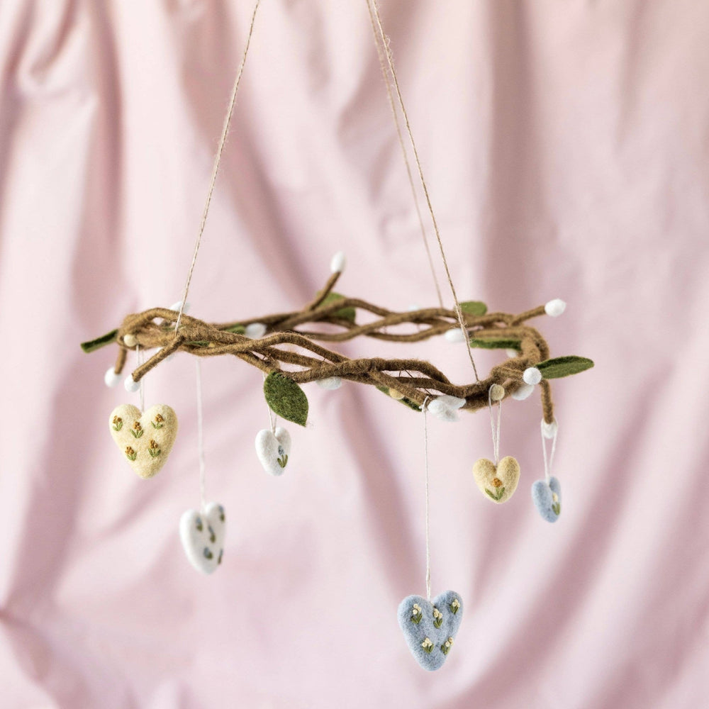 Mini Wool Heart Ornament - Merry PigletsGry and Sif