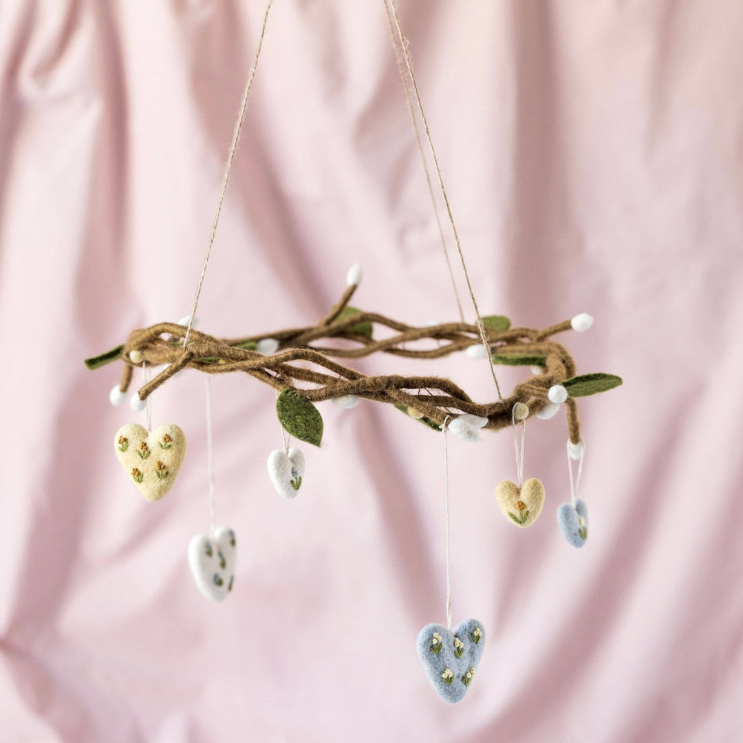 Mini Wool Heart Ornament - Merry PigletsGry and Sif