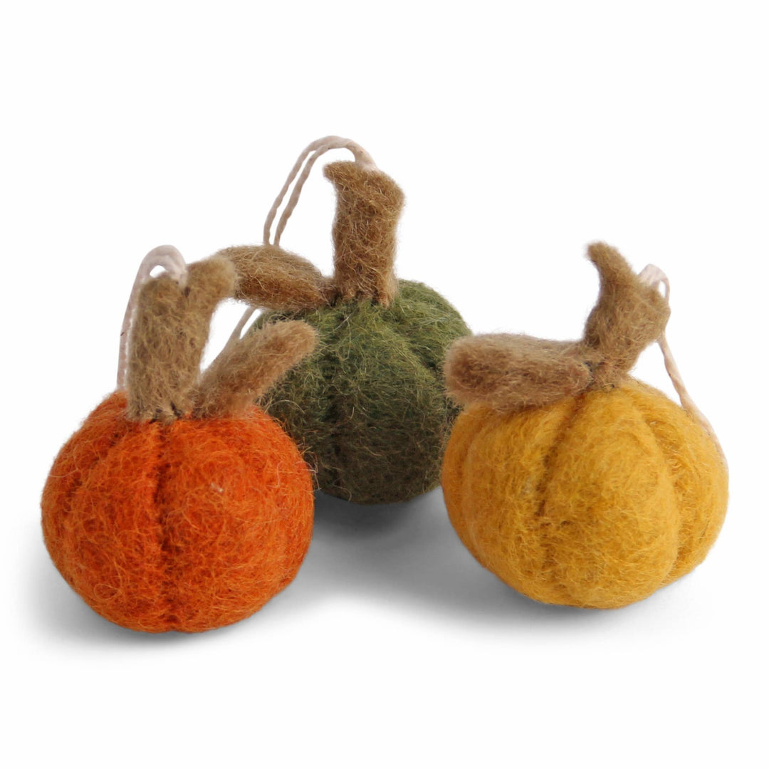 Mini Wool Pumpkin Ornament - Merry PigletsGry and Sif