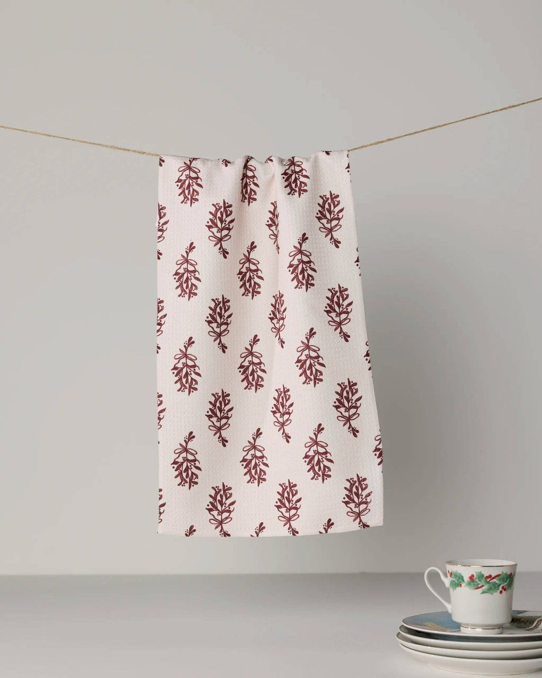 Mistletoe Sprigs Mini Towel - Merry PigletsGeometry
