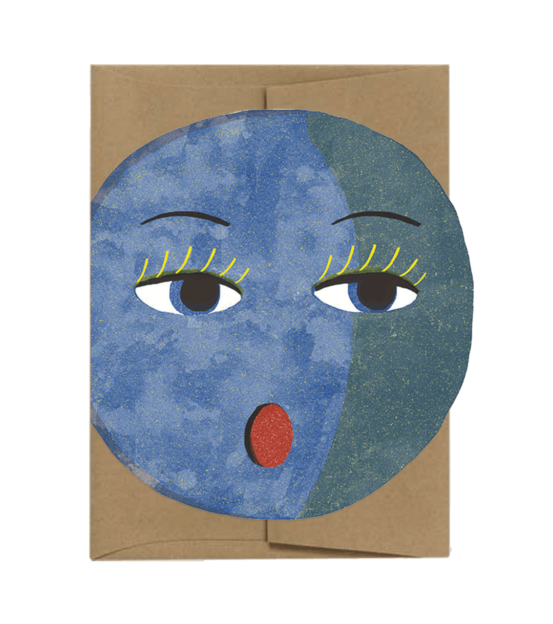 Moon Greeting Card - Merry PigletsIsatopia