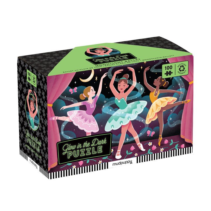 Moonlight Ballet 100 Piece Glow in the Dark Puzzle - Merry PigletsMudpuppy