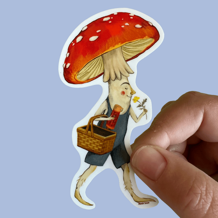 Mushroom Chap Sticker - Merry PigletsAnna Seed