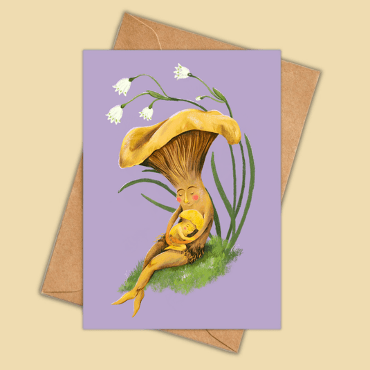 Mushroom Snuggles Greeting Card - Merry PigletsAnna Seed