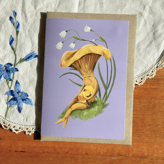Mushroom Snuggles Greeting Card - Merry PigletsAnna Seed