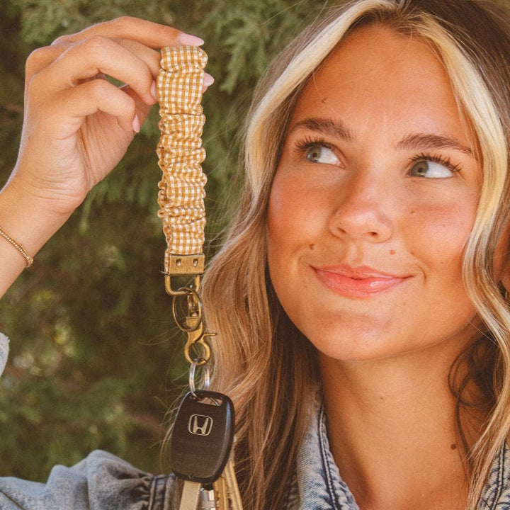 Mustard Gingham Keychain - Merry PigletsShop Andi