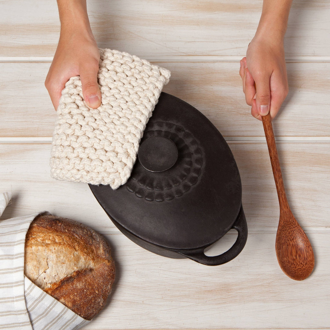 Natural Knit Potholder - Merry PigletsDanica Heirloom