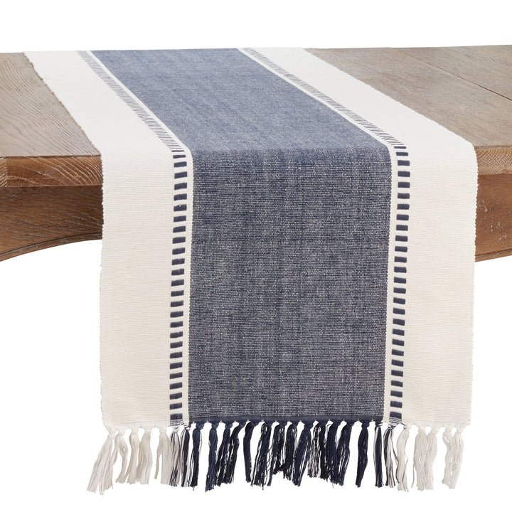 Navy Blue Stripe Table Runner - Merry PigletsSaro Lifestyle