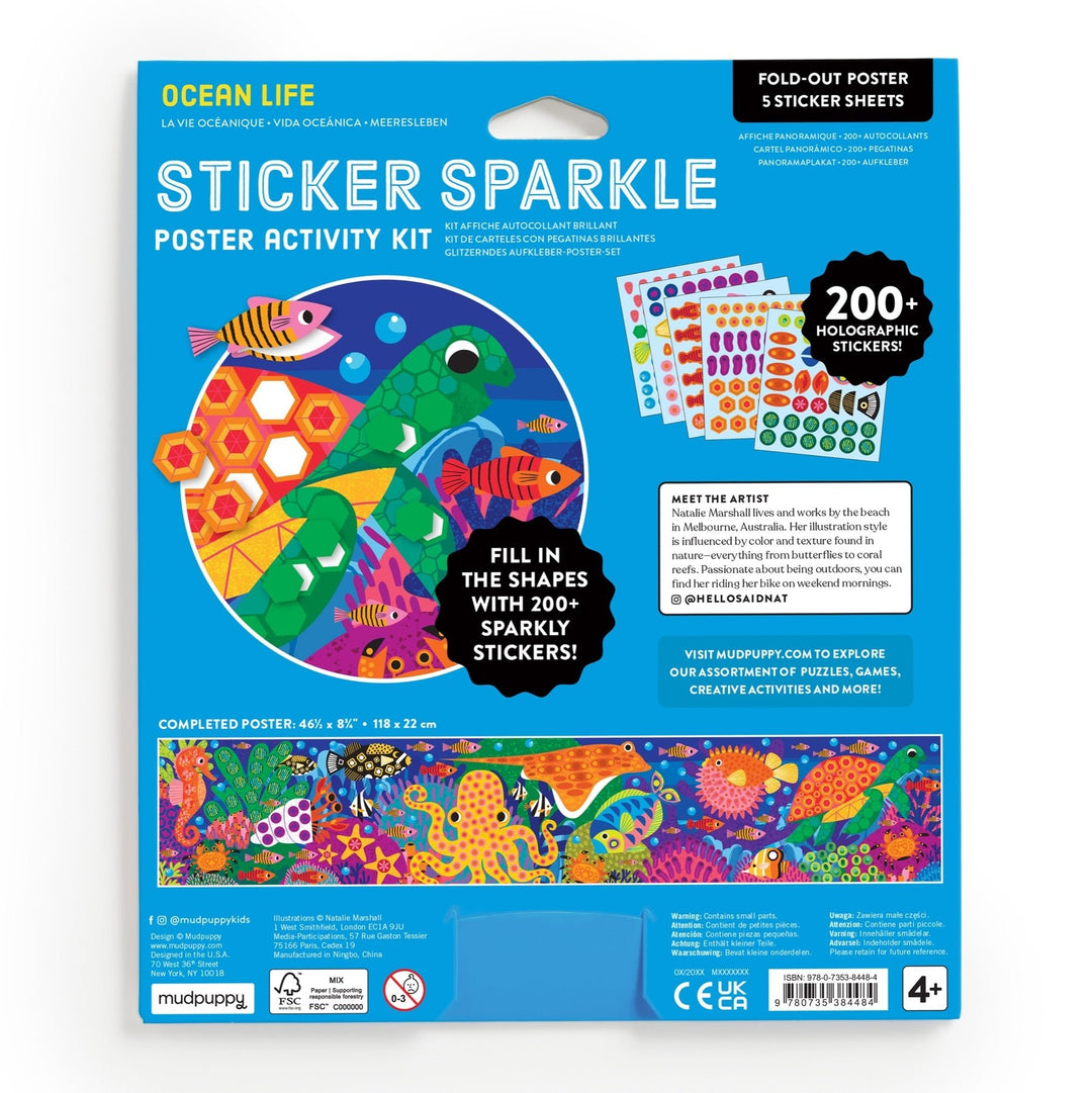 Ocean Life Sticker Sparkle Poster Activity Kit - Merry PigletsMerry Piglets
