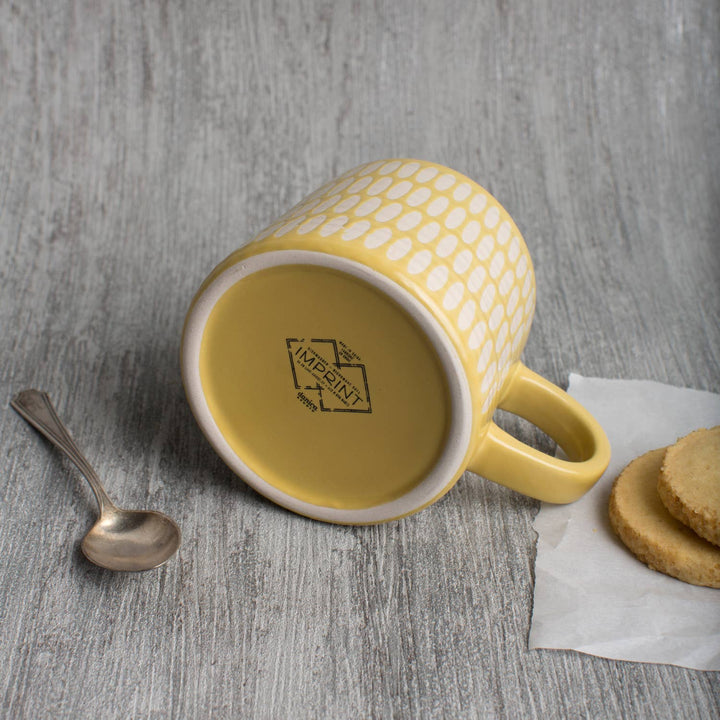 Ochre Imprint Stoneware Mug - Merry PigletsDanica Studio