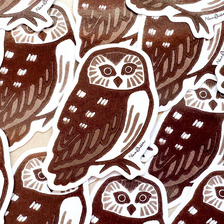 Owl Vinyl Sticker - Merry PigletsNan Onkka Prints