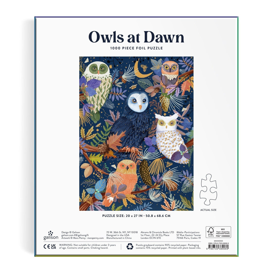 Owls at Dawn 1000 Piece Foil Puzzle - Merry PigletsGalison